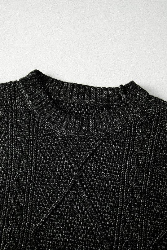 Cable Knit Drop Shoulder Sweater Dress
