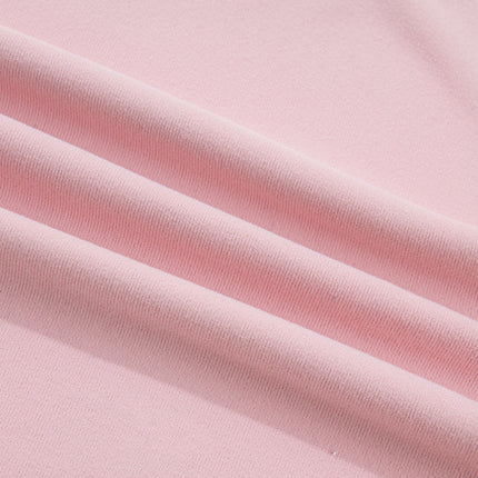 Light Pink Solid Color Bow Textured Patchwork Long Sleeve Tee