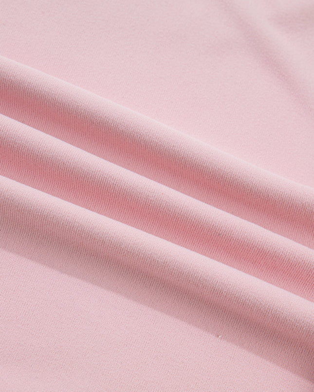 Light Pink Solid Color Bow Textured Patchwork Long Sleeve Tee