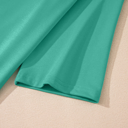 Meadow Mist Green Solid Loose V Neck Half Sleeve Tee and Shorts Set