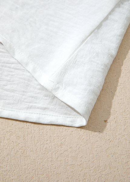 White Solid Color Floral Guipure Patchwork Frilled Long Sleeve Blouse