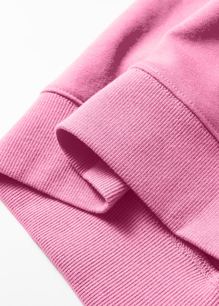 Bright Pink Oversize Blessed Embroidered Mock Neck Sweatshirt