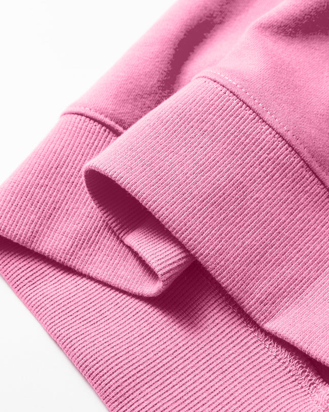 Bright Pink Oversize Blessed Embroidered Mock Neck Sweatshirt