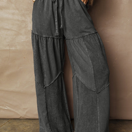 Careys Tiered Wide Leg Patchwork Drawstring Pants