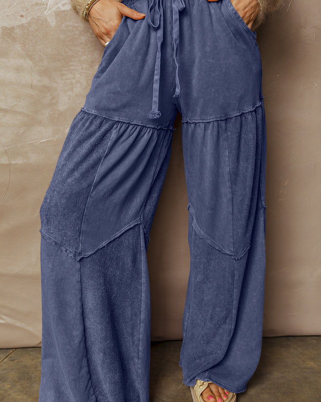 Ashleigh Blue Careys Tiered Wide Leg Patchwork Drawstring Pants