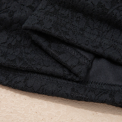 Black Floral Lace Off-shoulder Long Sleeve Slim Top
