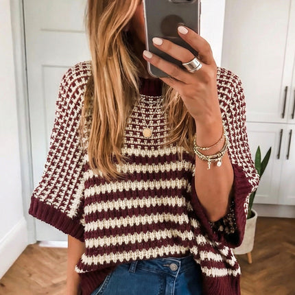 Red 3/4 Draped Sleeve Slouchy Sweater