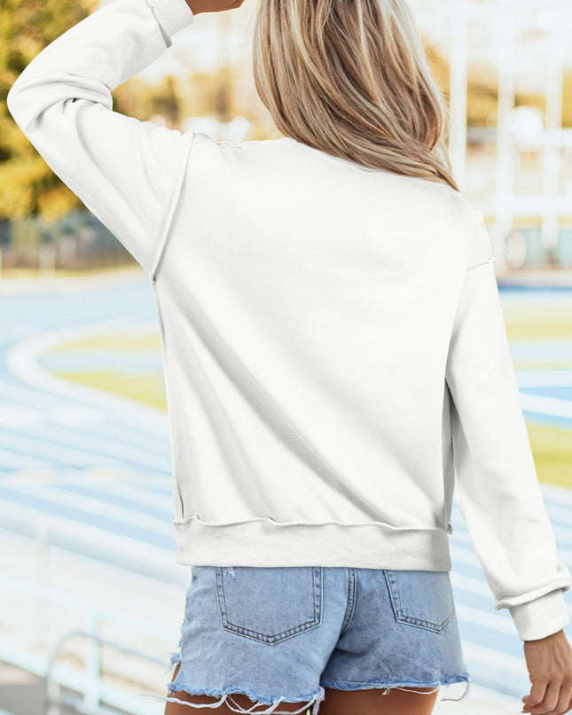 Bright Pink Oversize Drop Shoulder Reversible Mock Neck Sweatshirt