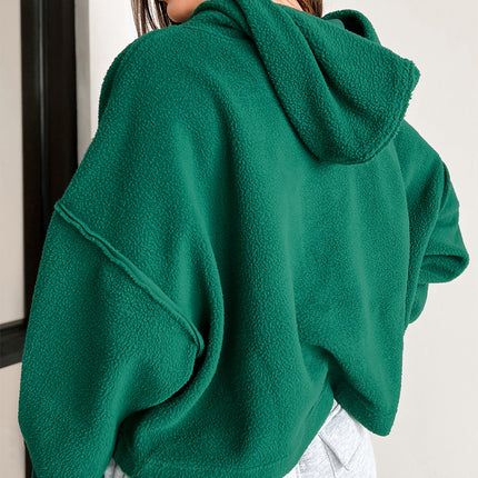White Sherpa Fleece Drop Shoulder Hoodie