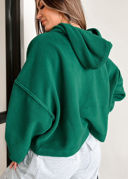 White Sherpa Fleece Drop Shoulder Hoodie