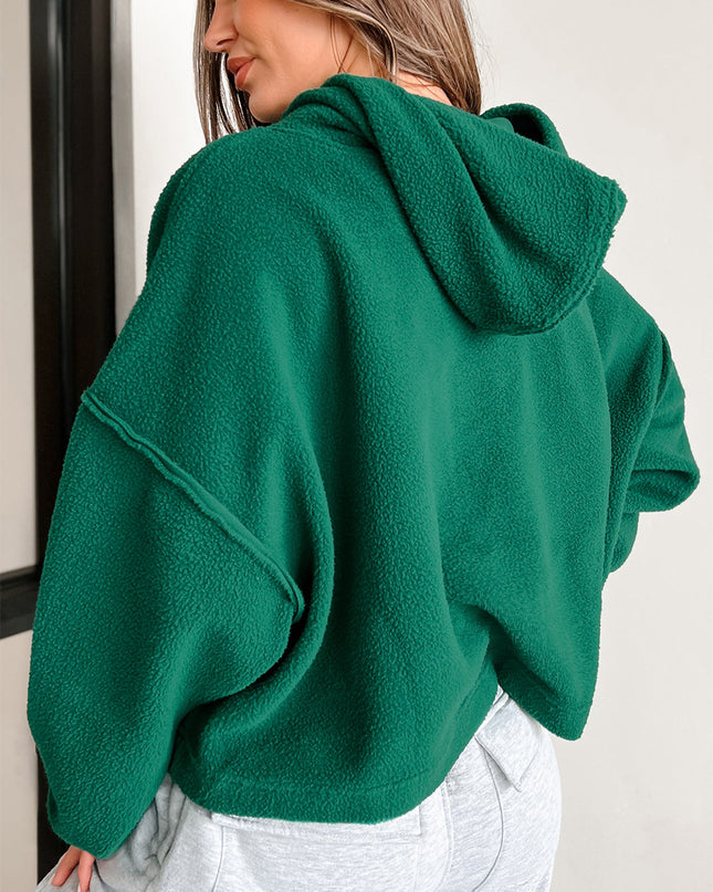 White Sherpa Fleece Drop Shoulder Hoodie