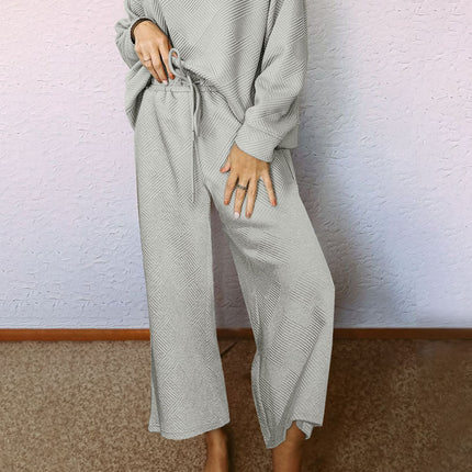 Navy Blue Ultra Loose Textured 2pcs Slouchy Outfit Set