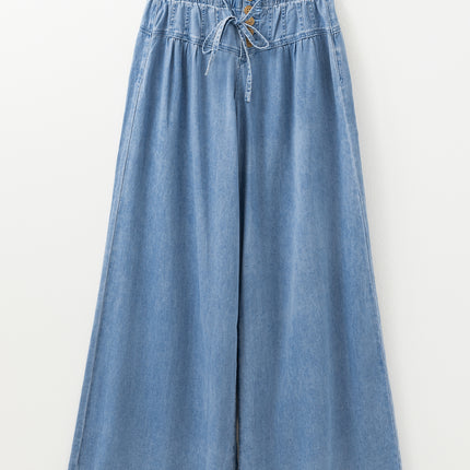 Button Fly Waist Wide Leg Jeans