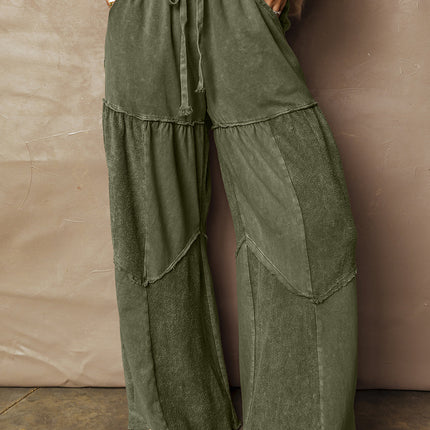 Ashleigh Blue Careys Tiered Wide Leg Patchwork Drawstring Pants