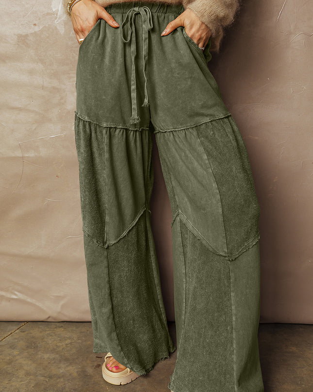 Ashleigh Blue Careys Tiered Wide Leg Patchwork Drawstring Pants