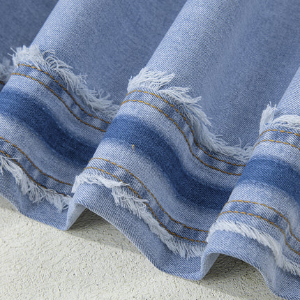 Beau Blue Contrast Stripe Frayed Side Panel Patchwork Shift Jeans