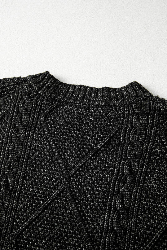 Cable Knit Drop Shoulder Sweater Dress