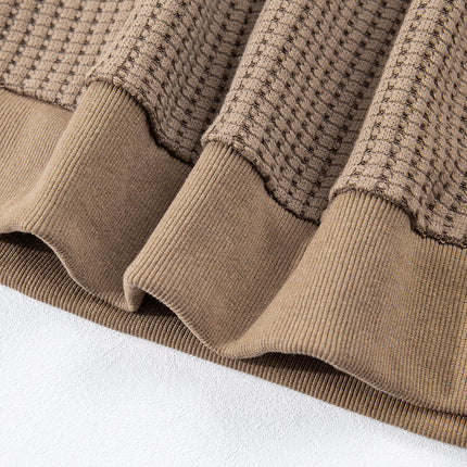 Casual Solid Color Textured Snap Button Collared Baggy Top