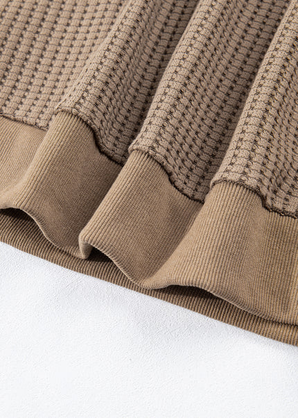 Casual Solid Color Textured Snap Button Collared Baggy Top