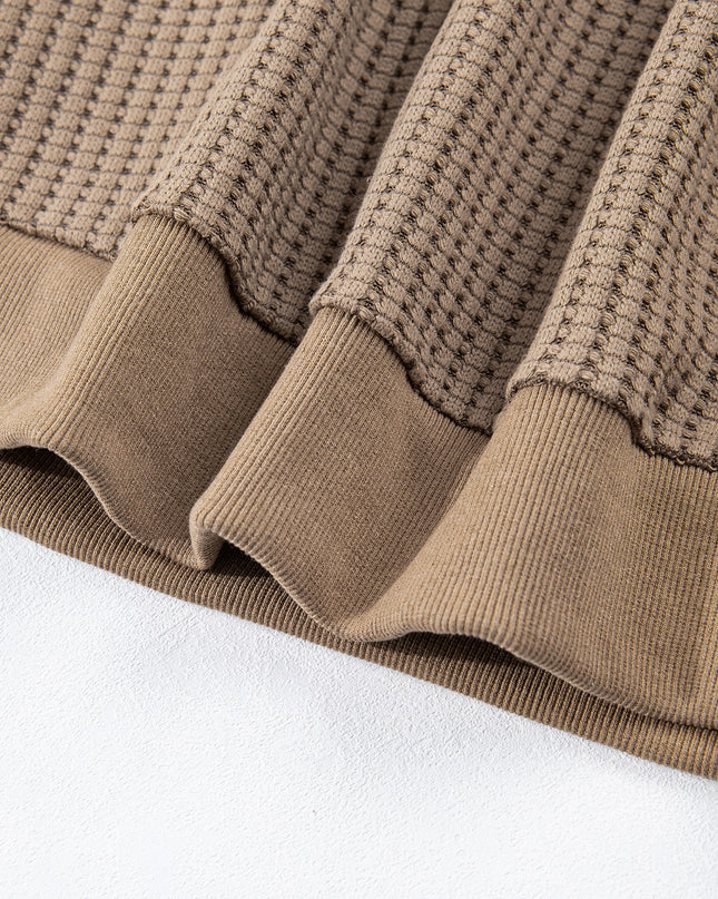 Casual Solid Color Textured Snap Button Collared Baggy Top