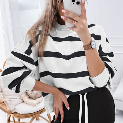 Brown Stripe Striped Drop Shoulder Pullover and Jogger Pants Set