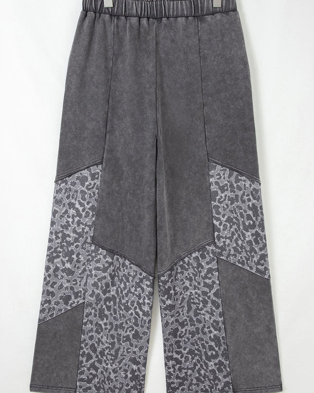 Coffee Leopard Patchwork Loose Pants