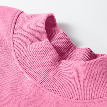 Bright Pink Oversize Blessed Embroidered Mock Neck Sweatshirt