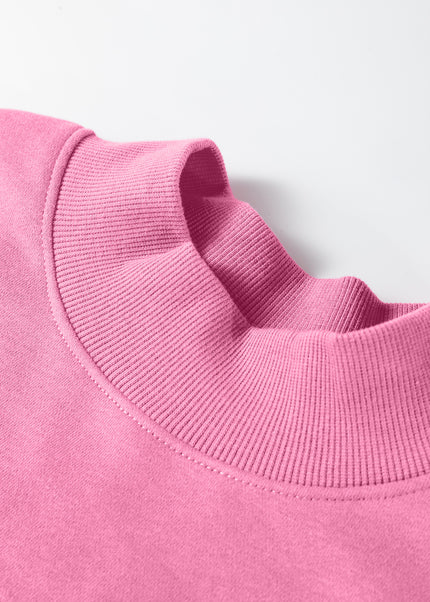 Bright Pink Oversize Blessed Embroidered Mock Neck Sweatshirt