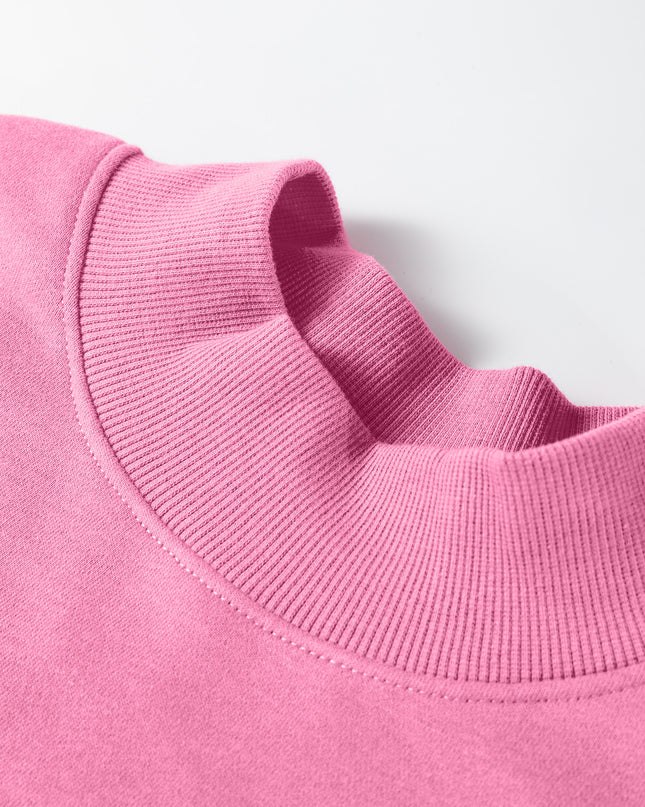 Bright Pink Oversize Blessed Embroidered Mock Neck Sweatshirt