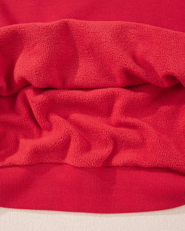 Bright Pink Oversize Drop Shoulder Reversible Mock Neck Sweatshirt