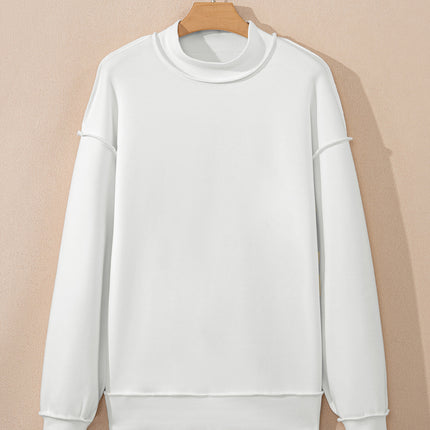 Bright Pink Oversize Drop Shoulder Reversible Mock Neck Sweatshirt