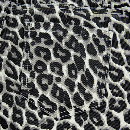 Black Leopard Print Barrel Jeans