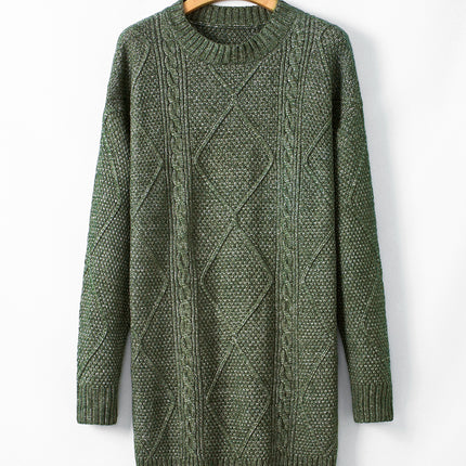 Cable Knit Drop Shoulder Sweater Dress