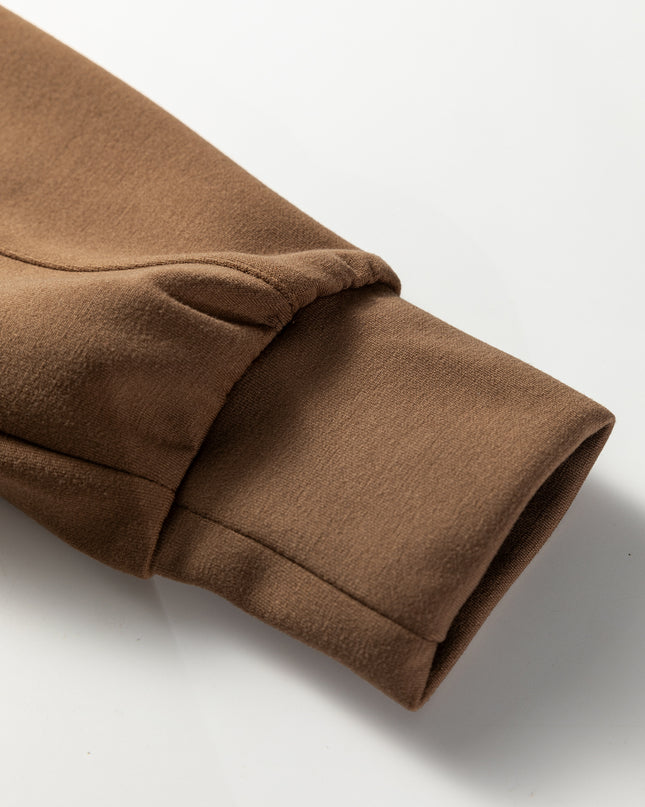 Coffee Solid Color V Neck Top and High Waist Pants Set
