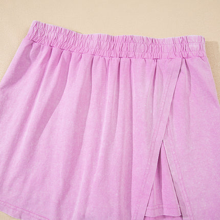 Myosotis 2 Pieces Cotton Tank Top Lined Split Skirt Set