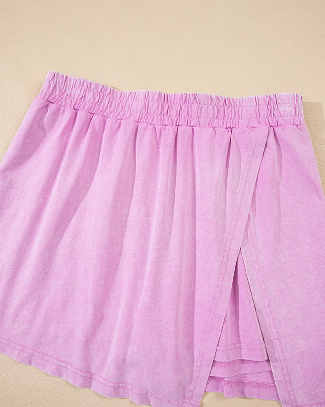 Myosotis 2 Pieces Cotton Tank Top Lined Split Skirt Set
