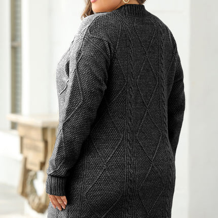 Parchment Cable Knit Drop Shoulder Loose Fit Sweater Dress