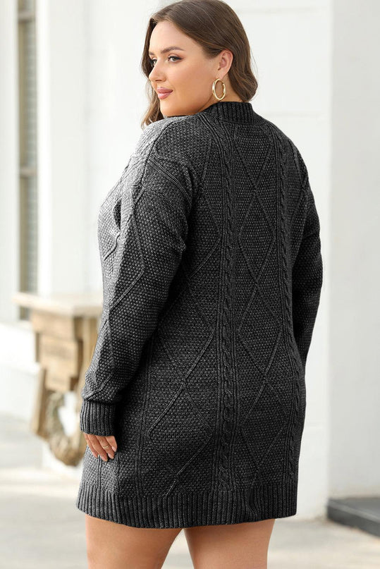 Cable Knit Drop Shoulder Sweater Dress