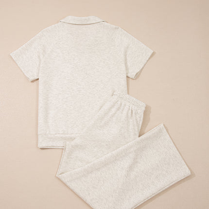 Light Grey Polo Tee Casual Pant Set