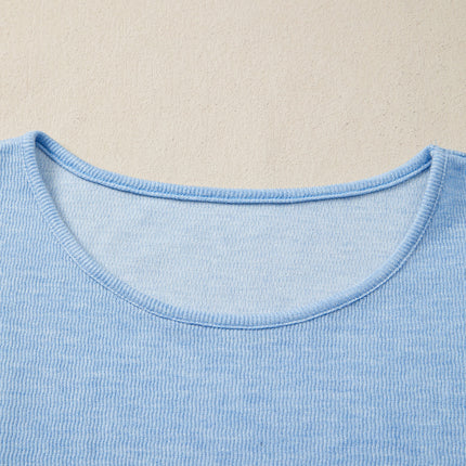 Beau Blue Cap Sleeve Matching Top and Jogger Pants Set