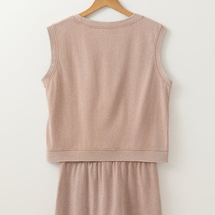 Myosotis 2 Pieces Cotton Tank Top Lined Split Skirt Set