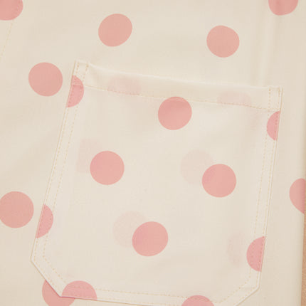 White Polka Dot Print Patched Pocket Loose Pants