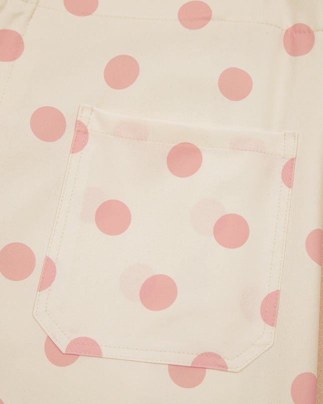 White Polka Dot Print Patched Pocket Loose Pants