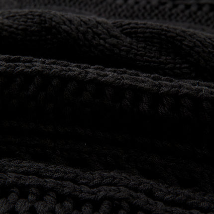 Smoke Gray Hollow-out Cable Knit Cropped Sweater