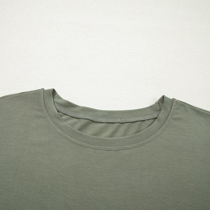 Laurel Green Solid Color Oversize Tee Tie Wrap Mini Skort 2pcs Set