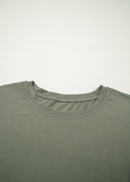 Laurel Green Solid Color Oversize Tee Tie Wrap Mini Skort 2pcs Set