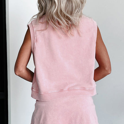 Myosotis 2 Pieces Cotton Tank Top Lined Split Skirt Set