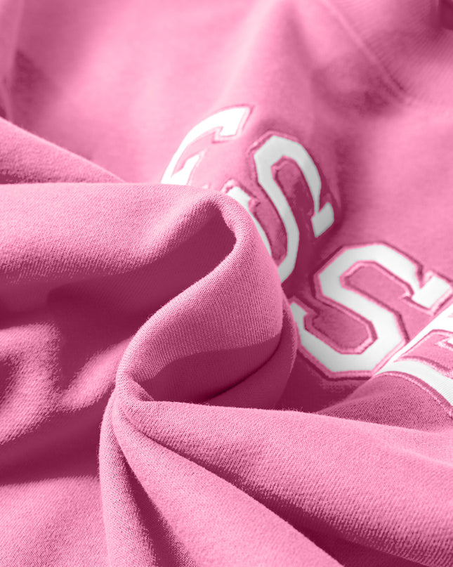 Bright Pink Oversize Blessed Embroidered Mock Neck Sweatshirt