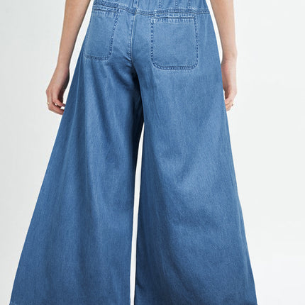 Button Fly Waist Wide Leg Jeans