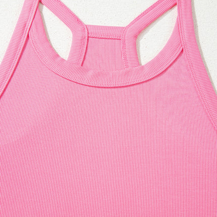 Sachet Pink Slim Ribbed Tank Top and Sweatpants Set